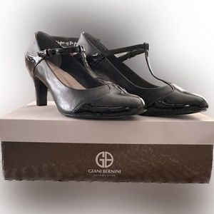 Giani Bernini Womens Vineza Leather Round Toe T-Strap Mary Jane, Black, Size 12